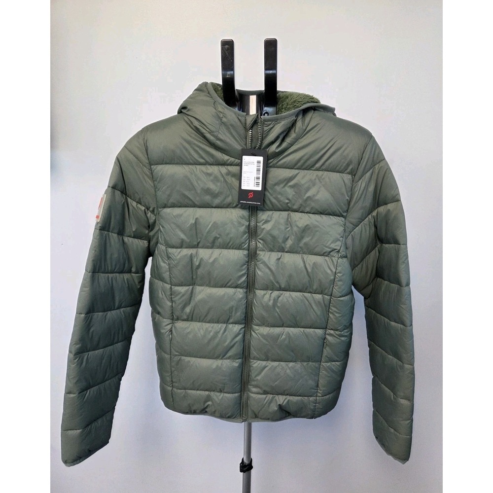 NWT Peloton Hudson Puffer Jacket Women's S Fuzzy Soft Fuzzy Lining Green FA121